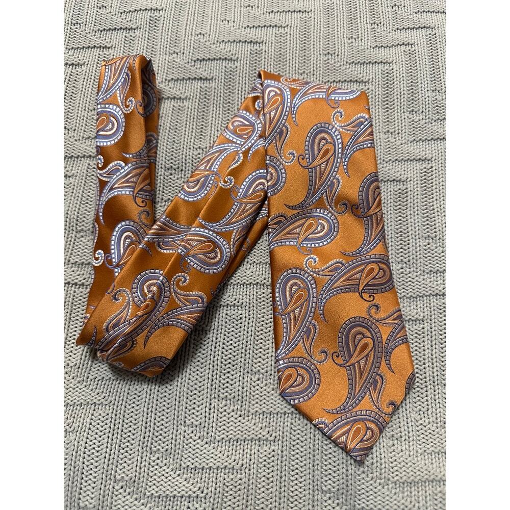Michael Michael Kors bronze orange paisley silk tie